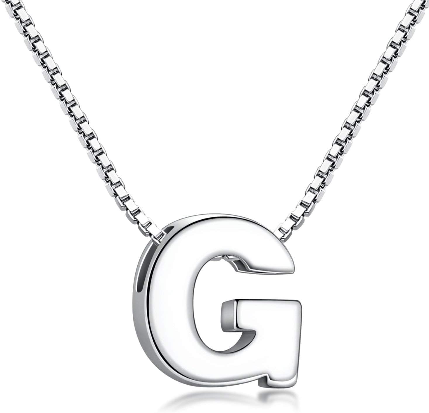CANDYFANCY Initial Necklace 925 Sterling Silver Letter Pendant Personalized 26 Alphabet Necklace for Women Men A-Z