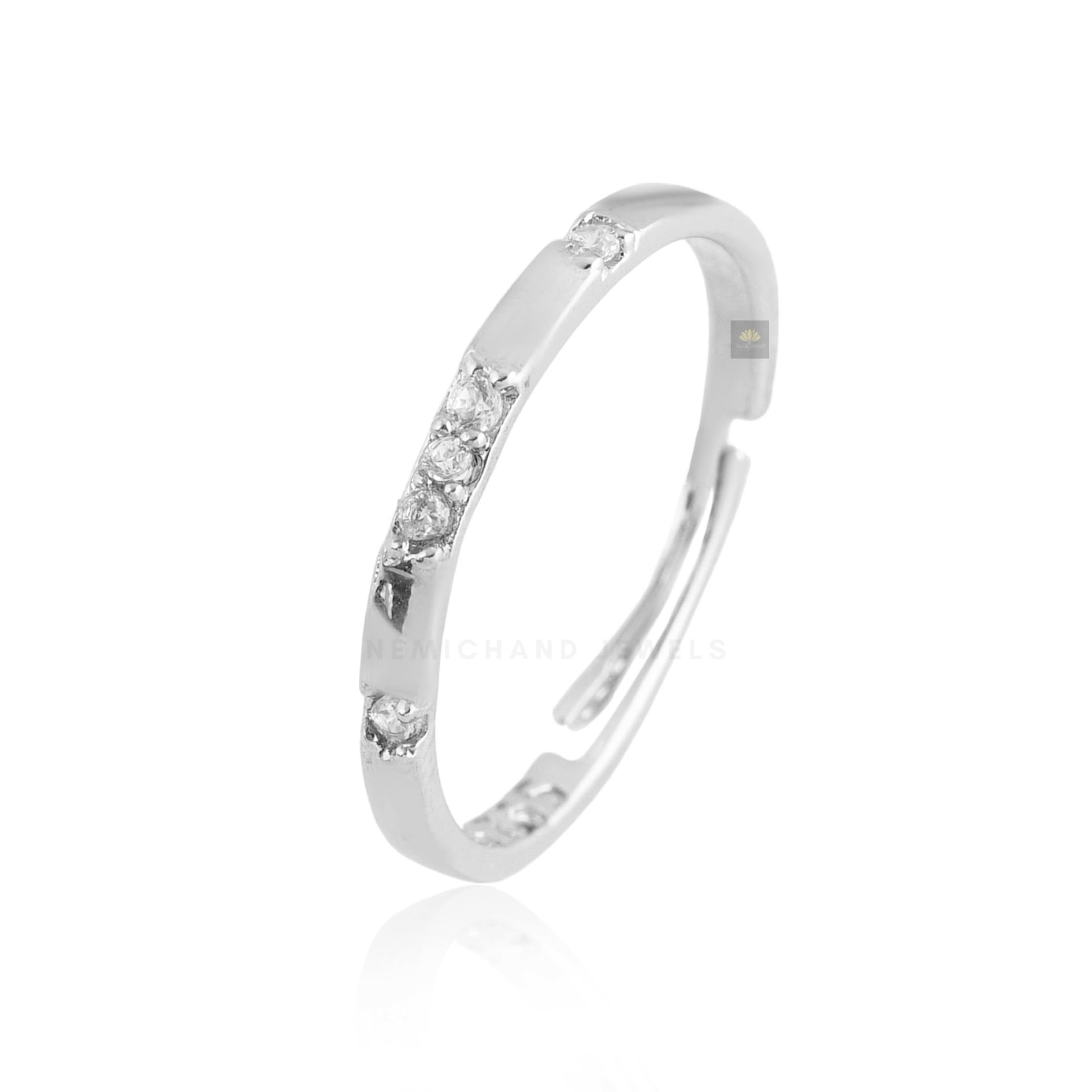 NEMICHAND JEWELS Pure Sterling Silver S925 Cubic Zirconia Band Adjustable Rings For Women & Girls (B0D8L4QRFD) Amazon Price History, Amazon Price Tracker