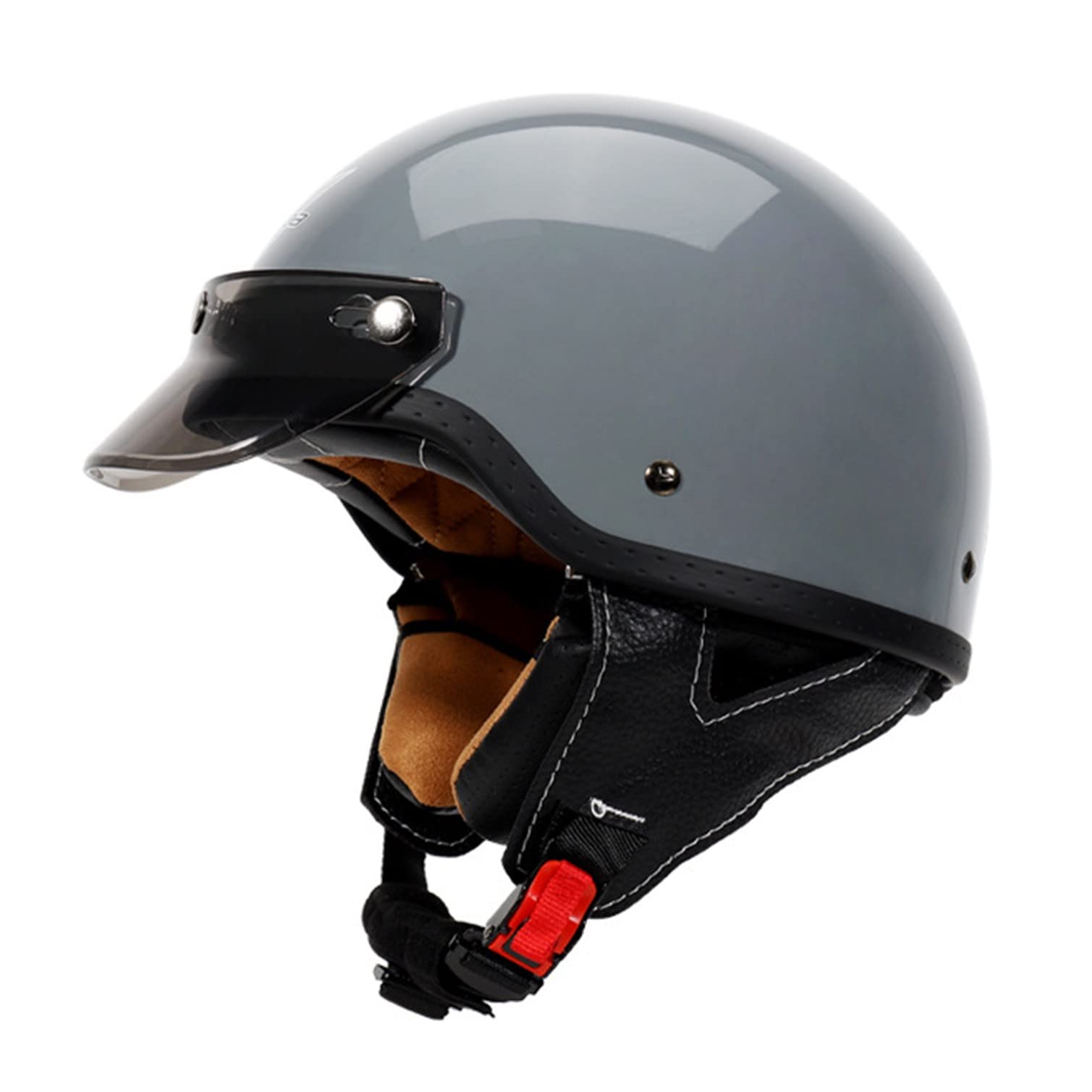 Aperto Caschi Da Moto Jet, Aperto Caschi da Moto Portatile ECE Omologato, retrò Motociclo Aperto Faccia Casco Scooter Casco per Moto Adult Donna Uomo