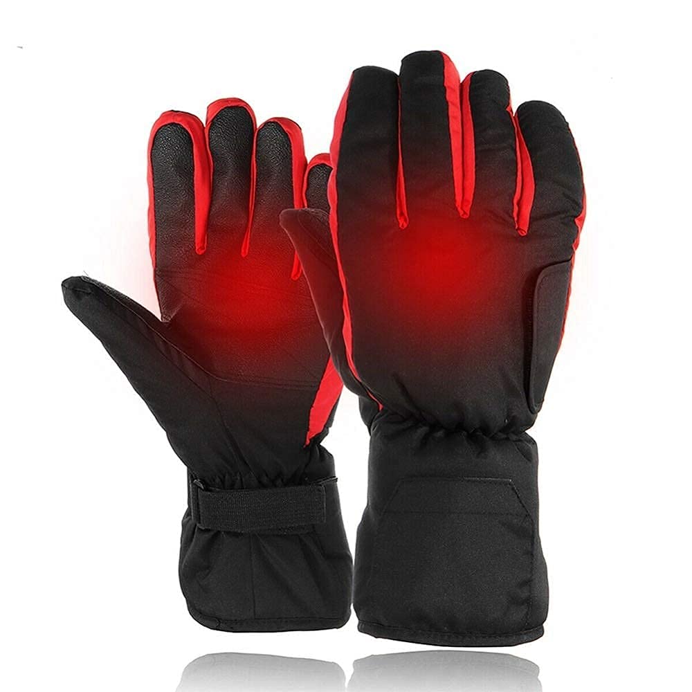 Guantes térmicos, Guantes térmicos con batería, Guantes de Mano cálidos de Invierno a Prueba de Viento para Mujeres Hombres: Senderismo, Patinaje, esquí