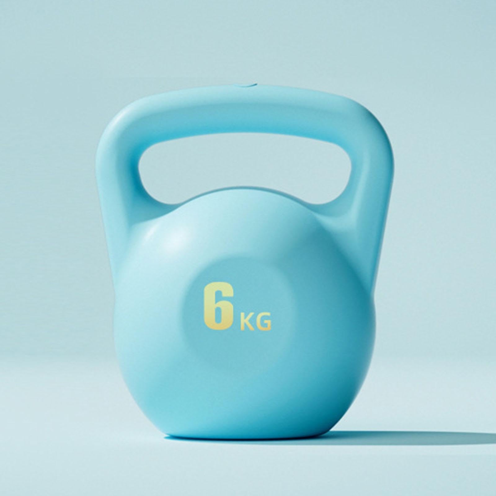 Kettlebell Rellenable de Agua Mancuerna Entrenamiento Cuerpo Completo Mango Seguro Recubrimiento de Silicona Material PE Adecuado para Gimnasio, Azul 6kg