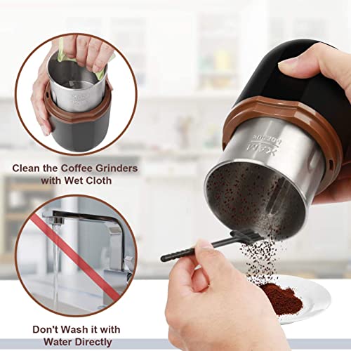 Elektrische Kaffeemühle, Kaffeebohnenmühle Elektrisch mit Edelstahlklingen, 30000rpm Leistungsstarker Motor, 120g… – Bild 6