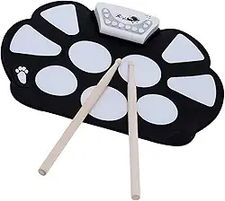 Bateria Eletronica Dobravel Mingzhe Kit de Almofada de Bateria Eletrônica Portátil Dobrável com Bastão de Silicone