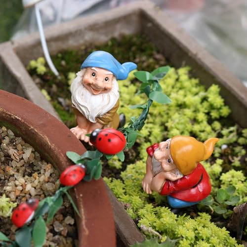 Sixfox Statua da giardino, decorazione da giardino, statuette da giardino, decorazione per esterni, divertente, gnomo, gnomo, cortile, prato, balcone, decorazione da giardino per esterni (nano)