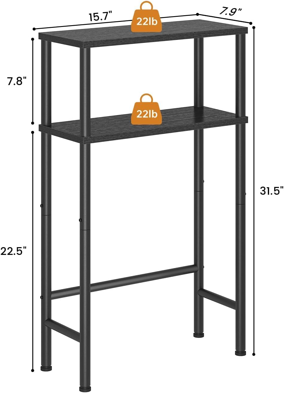 Asgolion Narrow Console Table, 15.7" Small Entryway Table, 2-Tier Sofa Table with Storage, Skinny Console Tables for Entryway, Hallway, Bedroom, Living Room, Foyer, Black