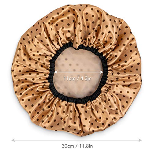 Shower Caps for Women 3 Pack in Different Colors - Large Opening for Short and Long Hair - Reusable Bath Hair Cap for Ladies, Men and Kids