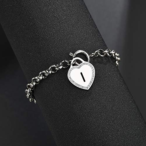 Image of CaleesLLC Letter A to Z Initial Charm Bracelet Adjustable Stainless Steel Anklet Personalized Wrist Link for Women