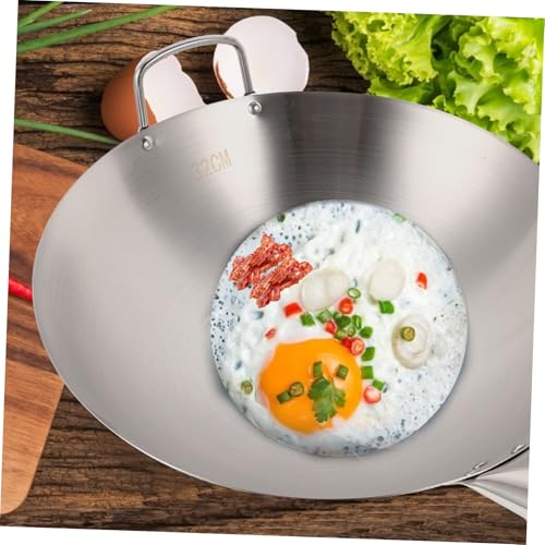Wok de acero inoxidable con mango para cocina a gas miniatura 3