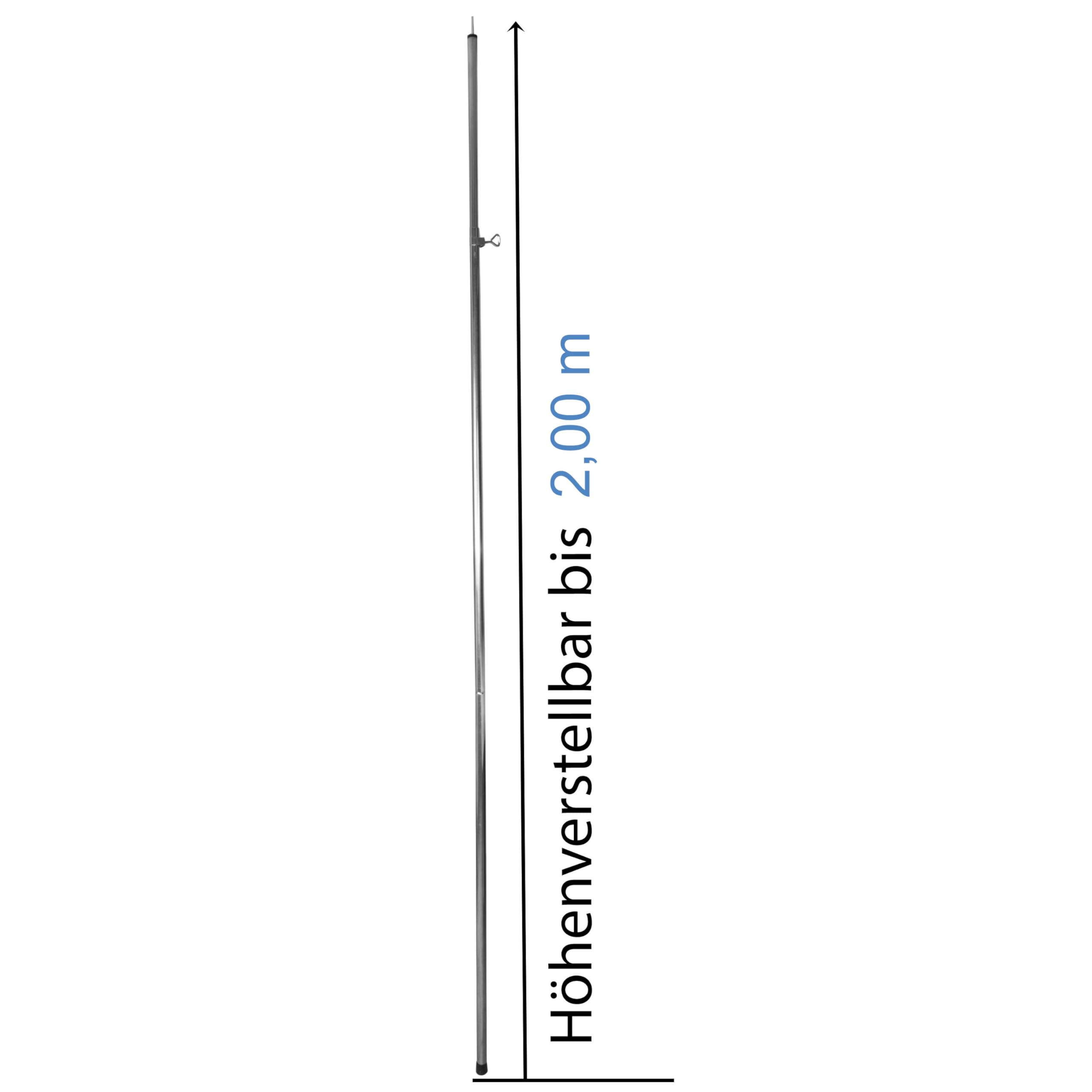 Stahl Zeltstange - mit Spitze - Teleskopstange - Aufstellstange - Tarpstange - Sonnensegel - 3 Teilig