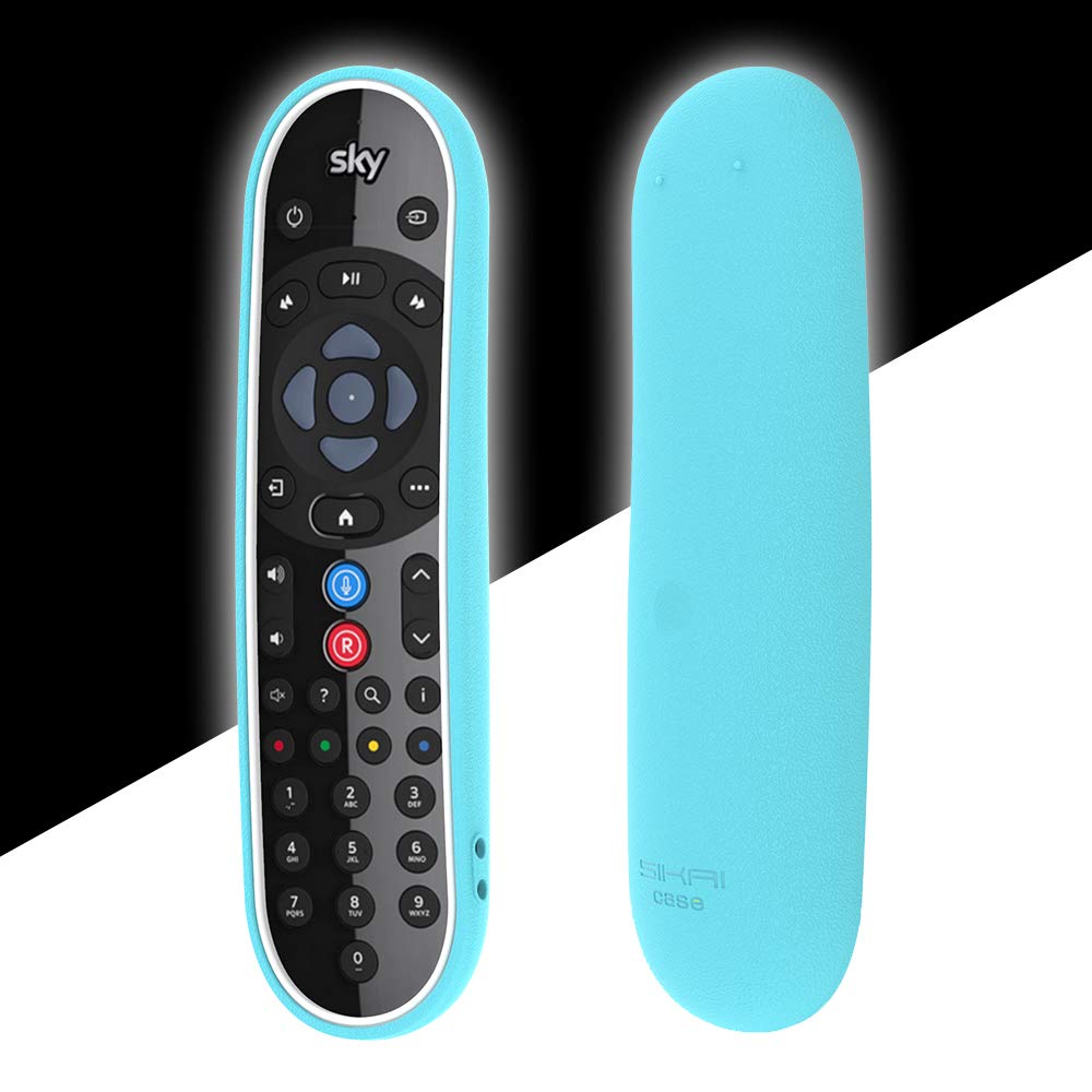 Sky Q Remote Control Cover - Compatible with Sky Q EC201/EC202/EC302, Fit a Glove, Silicone Protection, Good Grip, Shockproof Cover with Anti-Lost Hand Strap (Blue White)