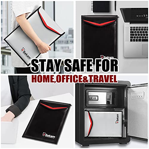 Sekam 2-Pack Fireproof Document Bag (15 X 11 Inch), Fireproof Money Bag, Fireproof Envelope Cash Bag, Waterproof & Fire Safe Bag For A4 Documents, Legal Size Document With Zipper & Hook & Loop Closure #TOP5
