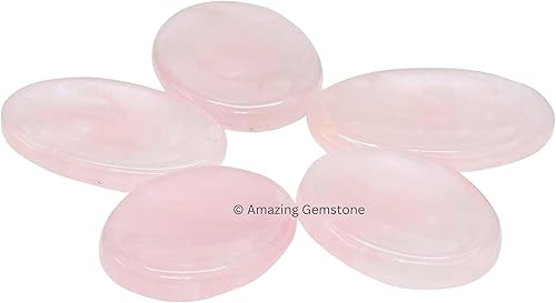 Miniatura 6 de Piedra de cuarzo rosa para el pulgar para curar la ansiedad, cabujón ovalado para collar de bricolaje, fácil de llevar, piedra de palma de bolsillo