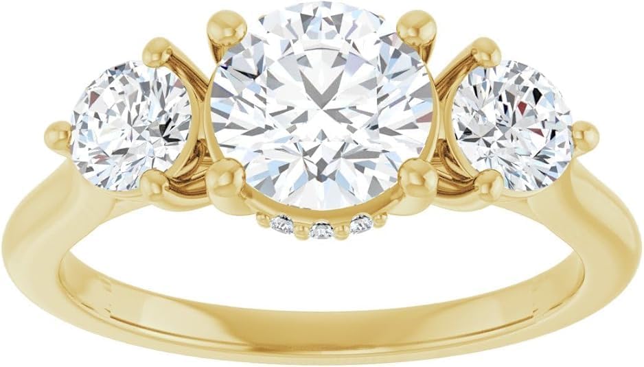 1-3 CT Round Moissanite Engagement Ring Colorless VVS 10K 14K 18K Solid Gold & 925 Sterling Silver 3 Stone Moissanite Ring Christmas Gift For Women