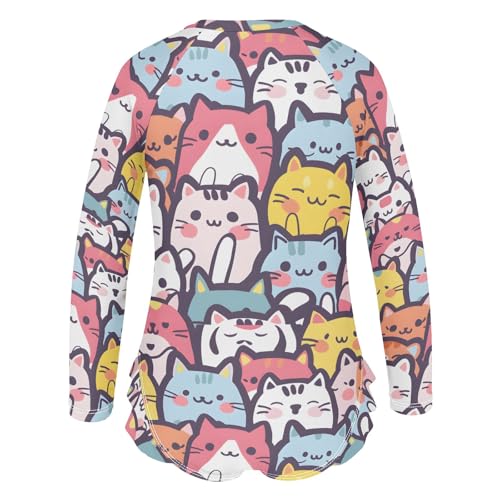 Toddler Swimsuit Girl Bathing Suit Swimwear Rash Guard Cats Long Sleeve 3T3