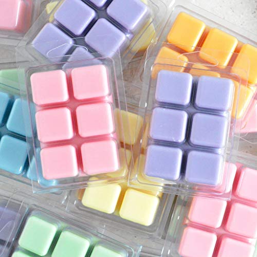 Jucoan 100 Pack Plastic Wax Melt Clamshell Mold, 6 Cavity Square Clear Wax Molds For Diy Wax Melt Candle Soap #TOP1