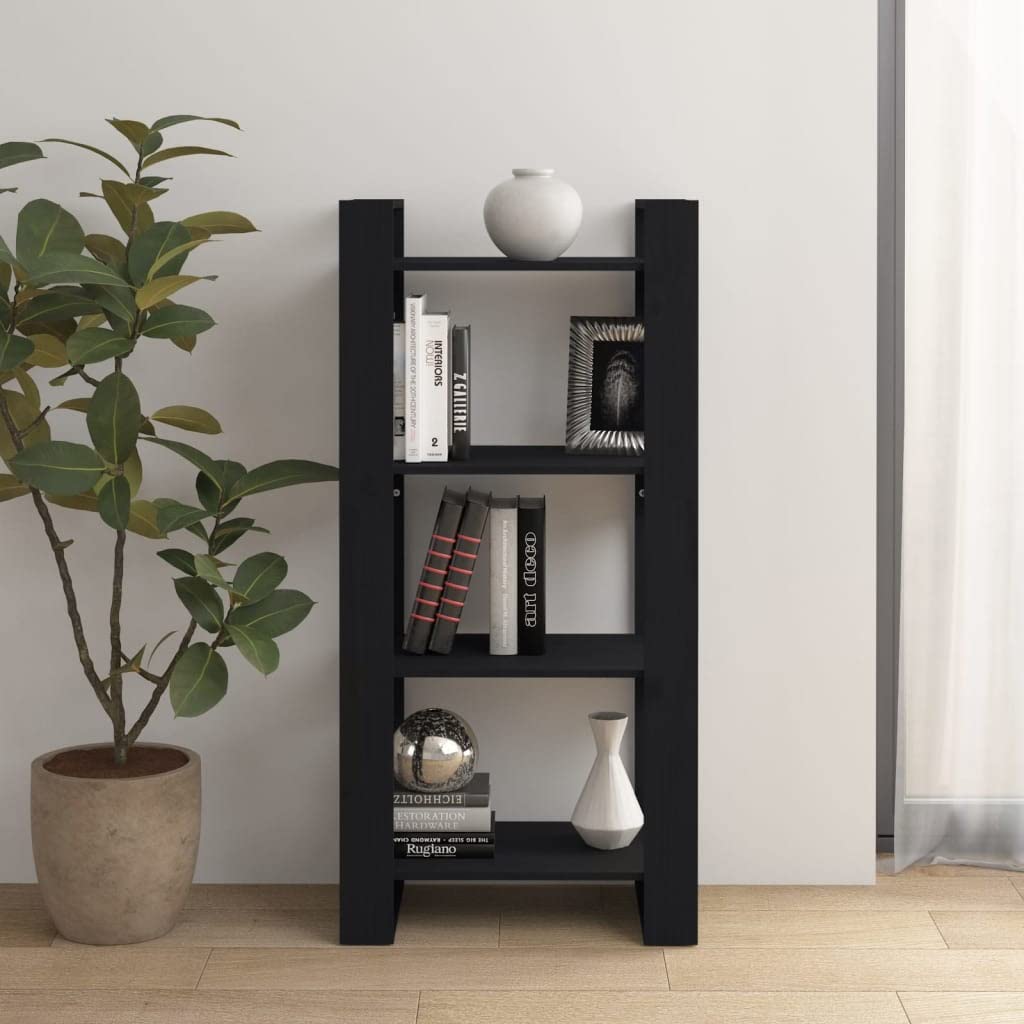 Estantería para libros de madera maciza organizador negro