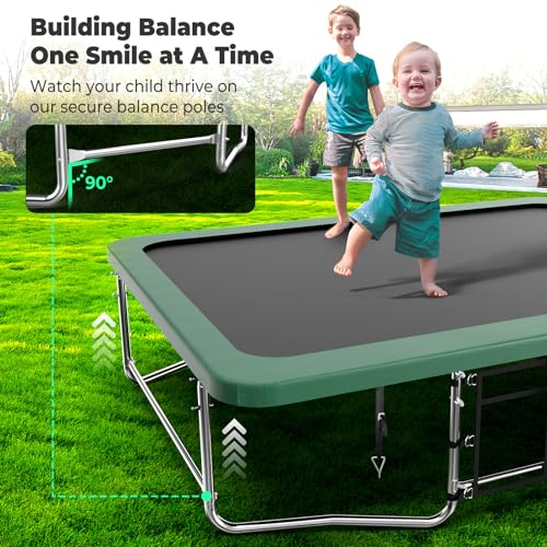 Lyromix 14FT & 16FT Outdoor Rectangle Trampoline - Rectangle Trampolin with Curved Poles, Light, Sprinkler & Soccer Kit Image 4
