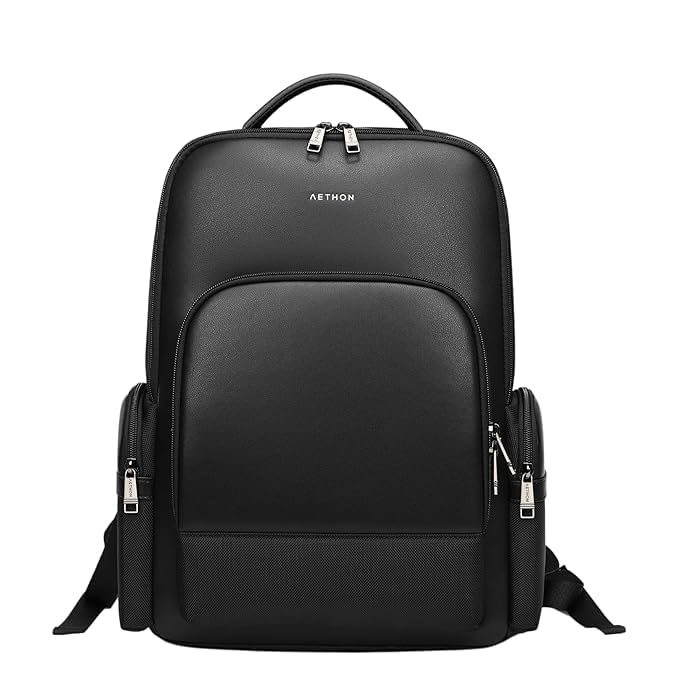 Image of AETHON Krossover 15.6-Inch Laptop Backpack | Water-Resistant with Multiple Pockets for Office, Travel | Shoulder Bag Made with Vegan Microfiber Leather