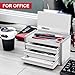 P.I.T. Mini White Tool Box, Portable 3 Drawer Steel Stackable Tool Box with Magnetic Tab Locking, White Micro Top Chest with Liner for Tools Storage and Organizers, Home DIY