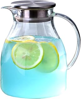 FCXBQ Cruches, cruche cruche d'eau Froide cruche en Verre résistant à la Chaleur ménage Grande capacité cruche fête jus cruche ménage réfrigéré cruche 1600 ML ， 1700 ML (Couleur: Clear-B, Taille:
