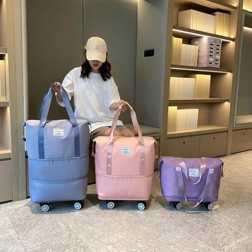 Large Rolling Duffle Bag Spinner 4 Wheels Expandable Luggage Travel,Waterproof Rolling Duffle Bag,Carry On Large Capacity Luggage Bag,Foldable,Universal Wheel Removable (F)3