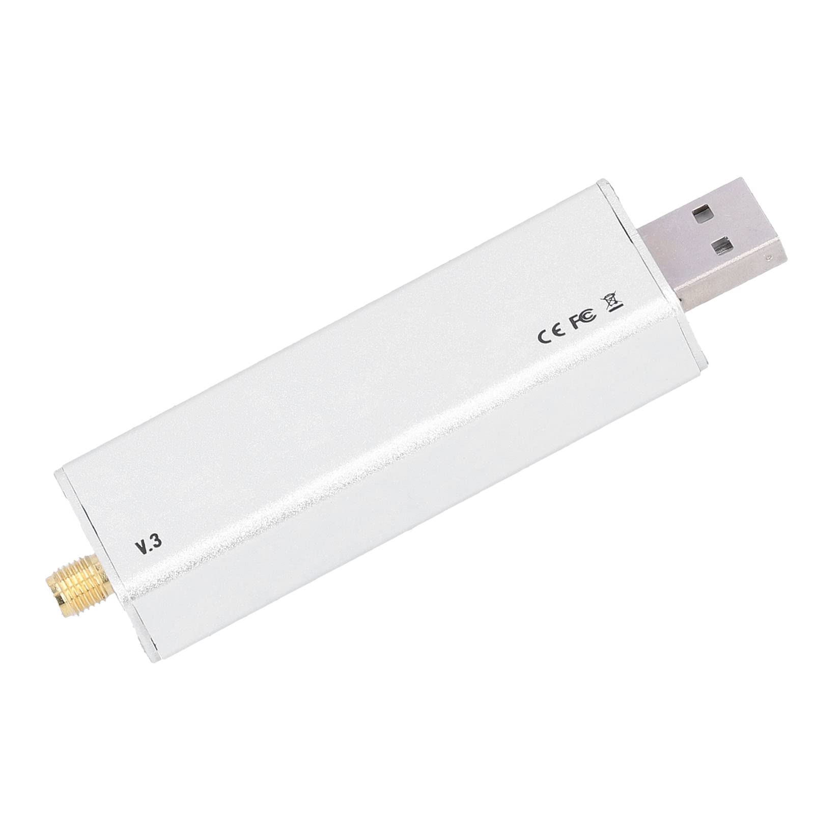 Receptor de Banda Completa de Aleación de Aluminio RTL-SDR Sintonizador de Banda Completa Estable Preciso de 0,1 MHz a 1,9 GHz para Llamadas de Intercomunicador para Radio FM