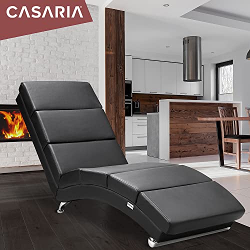 Casaria® Relaxstoel XXL London 186 x 89 x 55 cm Ergonomisch kunstleer bekleed 180 kg belastbaarheid woonkamer kantoor indoor chaise longue relaxstoel zwart - Afbeelding 3
