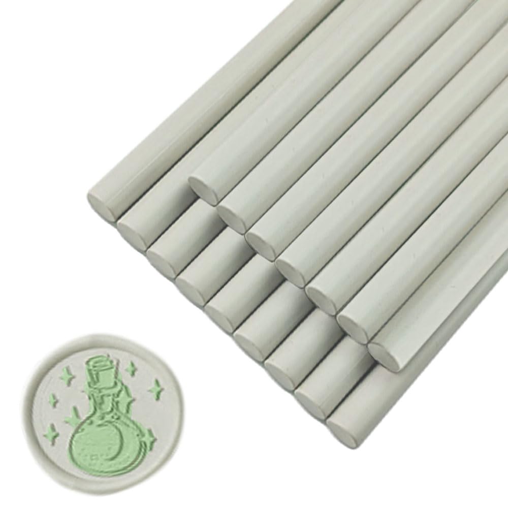 Ioggtser 16 Piece Wax Seal Sticks - Glue Gun Wax Seals for Wedding Invitations, Cards & Envelopes (Off White)