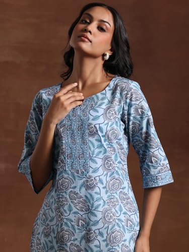 Image of Libas Printed Cotton Straight Kurti for Women