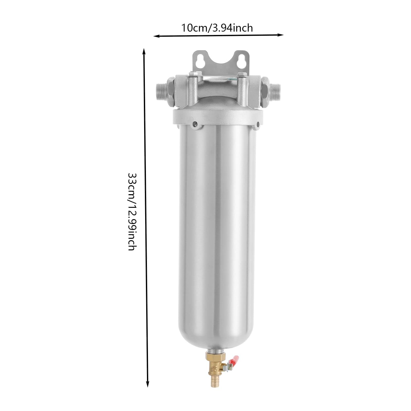 Sistema de filtración de agua bajo fregadero de acero inoxidable, gran caudal 8000 L/H, filtro de doble capa 40 µm, para eliminar sedimentos, gusanos, partículas de impurezas grandes