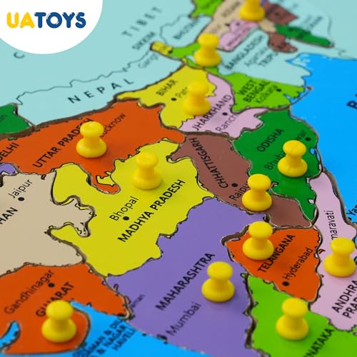 Image of UATOYS Wooden Toys for Kids Mapology Geography for Kids Puzzle Brain Development Toys Sorting Toys for kids