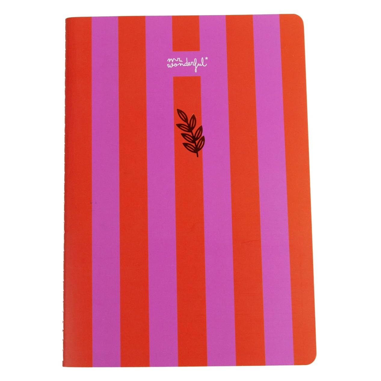 Mr Wonderful – Notebook A5 with Ruled Sheets – 40 Pages – Notebook – Stitched Binding – Pink and Red Stripes