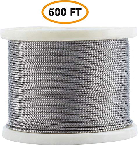 Bysn 1/8 T316 Stainless Steel Cable, Aircraft Cable for Deck Railing, 7 x