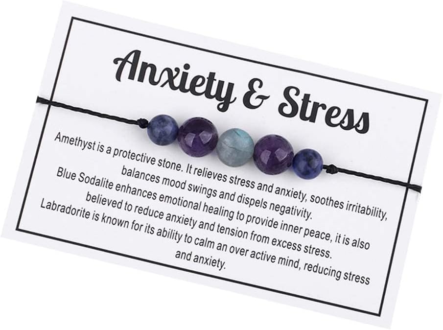 nylryHealing Crystal Bracelet for Women Energy Chakra bracelets Luck/Love/Protection/Anxiety Cute Bead Bracelet Jewelry Gifts for Women Men Teen Girls