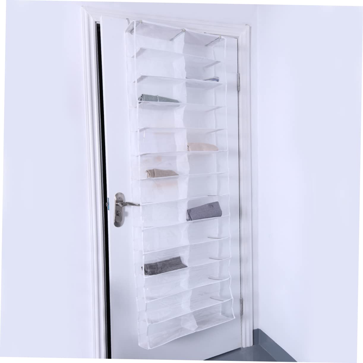 Hohopeti Organizador de Zapatos para Puerta 26 Bolsillos, Blanco, Colgador Gancho, Ahorro de Espacio para Armario y Dormitorio, 2 Piezas