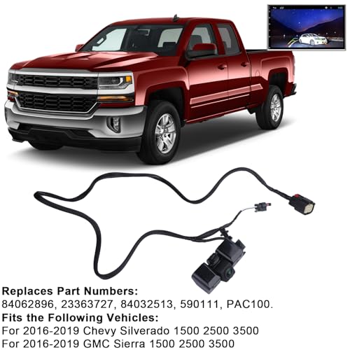 Image of Rear View Reverse Backup Camera for 2016 2017 2018 2019 Chevy Chevrolet Silverado GMC Sierra 1500 2500 3500 Safety Parking Assist Camera Replace 84062896, 23363727, 84032513, 590111, PAC100