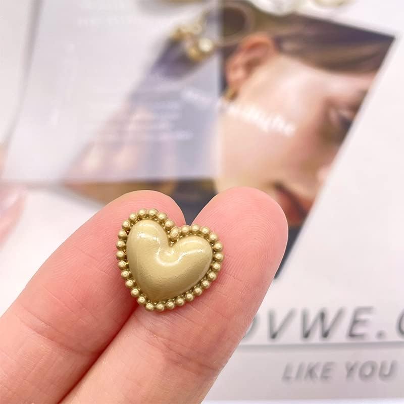 Miniatura 4 de Chic Haute Couture - Botones de metal con forma de corazón, botón dorado en forma de corazón, accesorios de ropa hechos a mano, botones de costura,