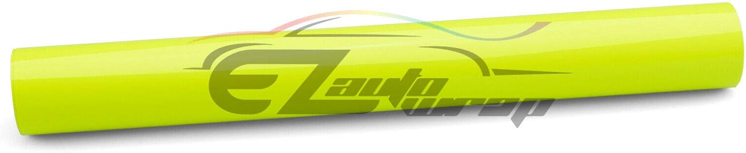 60"x360" (5FTx30FT) Gloss Fluorescent Yellow Vinyl Wrap Sticker DIY Decal Film Sheet Auto Car Vehicle Motocycle Air Release Bubble Free Self Adhesive Peel and Stick Free Tool Kit