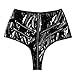 Women G-String Thongs High Gloss PVC Leather Sexy Open File Shaping Zipper High Waist Sexy Shorts sexy (Black, XXL)