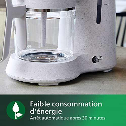 Philips Cafetière filtre - Édition Eco Conscious, Pichet en Verre de 1.2 L, Jusqu'à 15 Tasses, Fabriquée à Partir d'Huile de Cuisson Usagée, Blanc Soyeux Mat (HD5120/00)