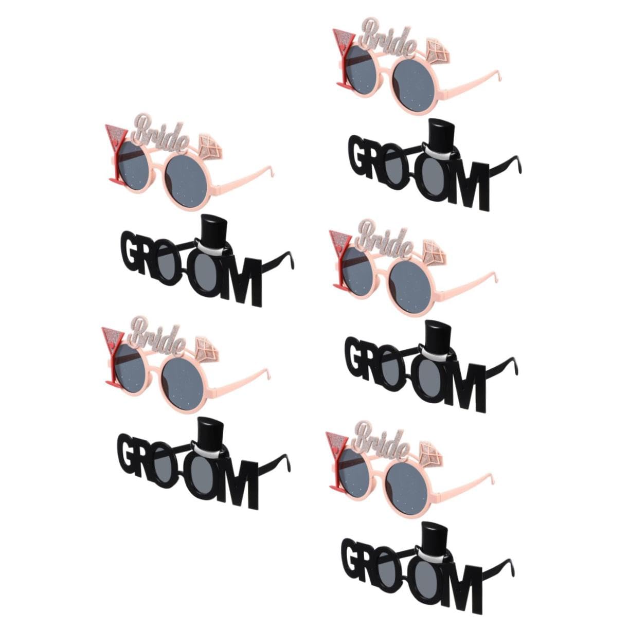 5 Sätze Braut Bräutigam Brille Wein Party Gläser Für Die Hochzeitsdusche Bräutigam Sonnenbrille Für Hochzeit Hochzeitsbrille Prop Requisiten Für Die Hochzeit Plastik 2 Stücke * 5