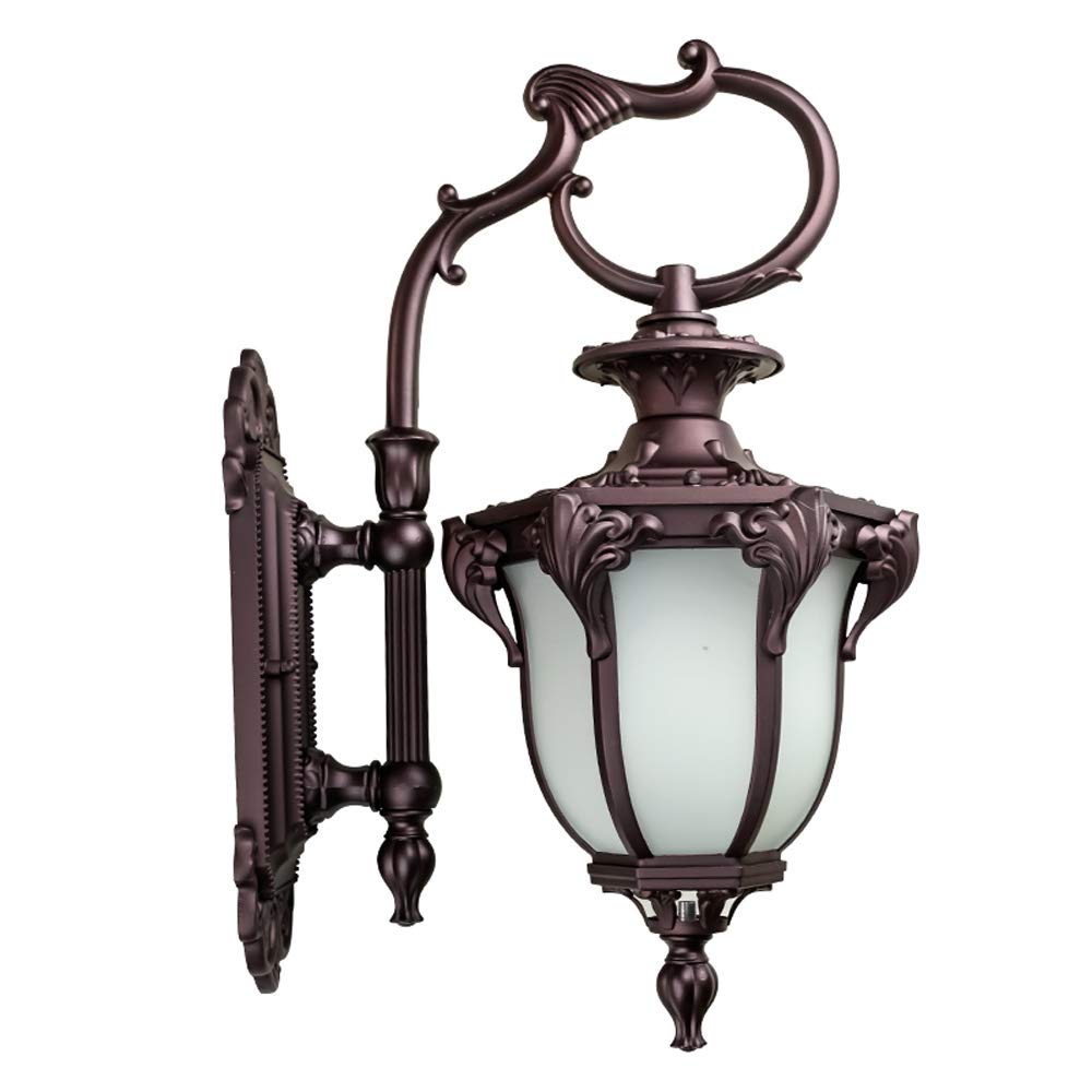 HYJAUSXB Wall Lamps Sconces Outdoor Waterproof Dark Brown Finish Exterior Aluminum Retro Lantern with Clear Glass Lampshade Light