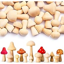 Vicenpal 40 Pcs Unfinished Wooden Mushroom Natural Wood Mushrooms for DIY Crafts and Arts Paint Color Ornaments for Christmas Home Desk Bookshelves Decorations Gift