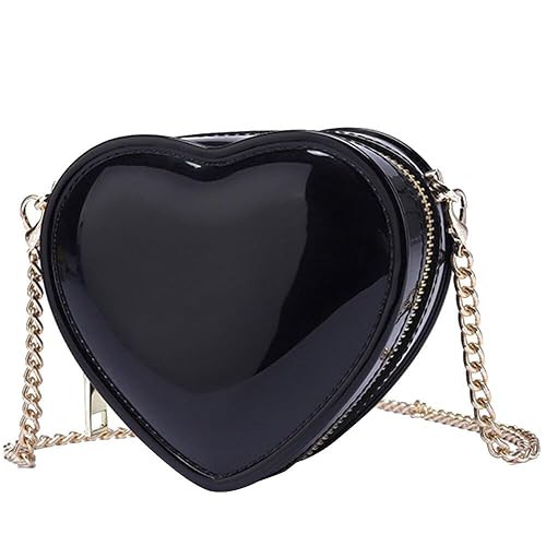 Canpto Girls Crossbody Purse Cute Heart-shaped Shoulder Kid Bag Lacquer Leather Princess Bag for Little Girls
