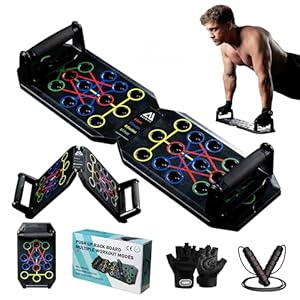 AGUNIFY Foldable Push Up Board Set Multifunctional Press Up Board Home Gym Equipment Fitness & Workout Equipment Strength Training Gym Equipment Workout Gifts For Men With Skipping Rope And Gym Gloves