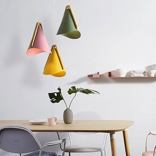 SHUANGZ Nordic Eetkamer Kroonluchter Retro Industriële Lamp Macaron Kroonluchter Verlichting Vintage Hout Kunst Metaal Schaduw E27 Creatieve Hanglamp Lampenkap Voor Woonkamer, Keukeneiland, Hotel, photo 2