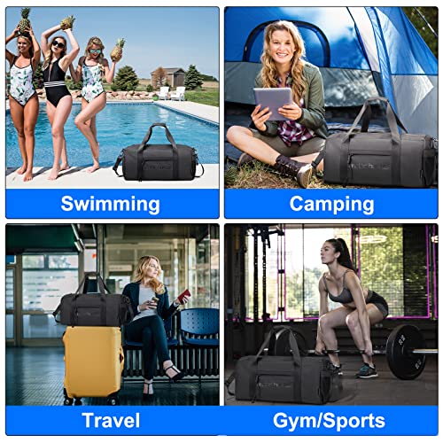 Arctic Hunter Sport Travel Duffle Bag for Men Women 28L Polyester Gym Bag with Shoe Compartment Handbag Detachable Shoulder Strap Water-resistant Multi-pockets Sleek Training Swimming Duffel Bag,Black 7 51cWJ0G7b9L