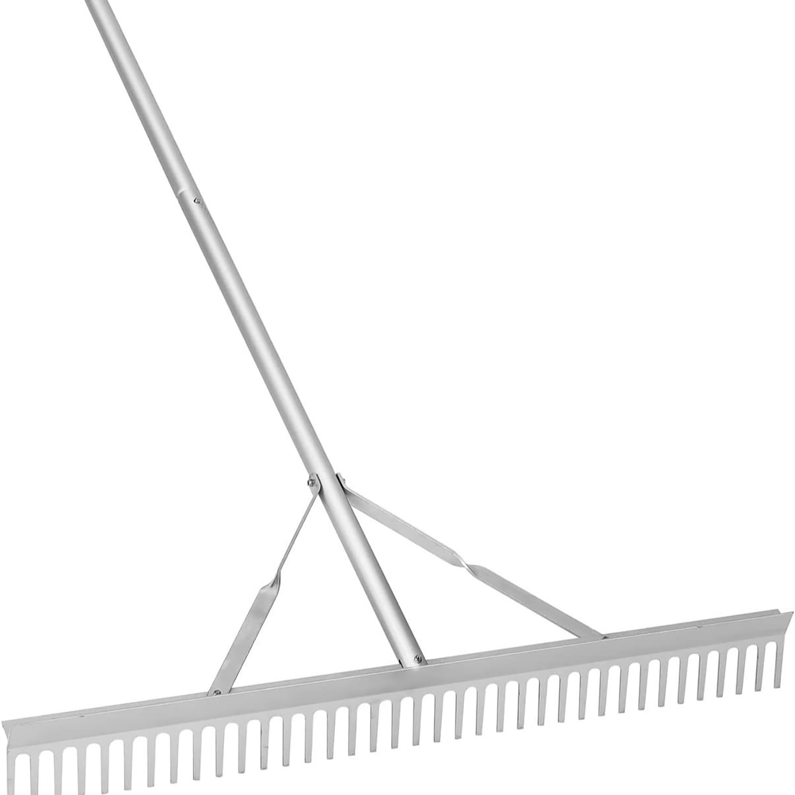 Grabie krajobrazowe – lekkie aluminiowe narzędzie na podwórko z odłączanym drążkiem 150 cm, 37 zębów, antypoślizgowy uchwyt do czyszczenia ogrodu, plaży, stawu i jeziora