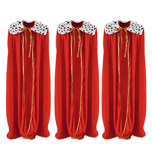 Beistle 3 Piece Adult Size Medieval Theme King or Queen Robes Capes, Mardi Gras Costume Accessories