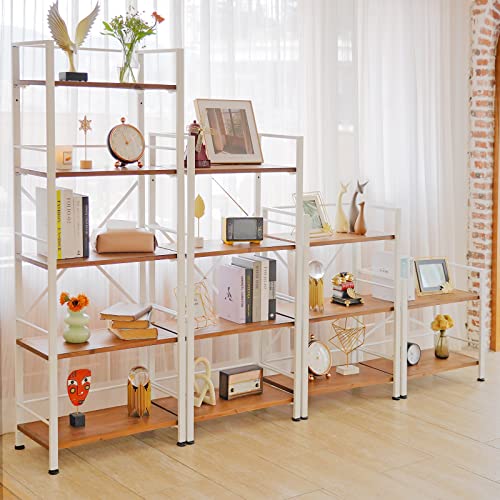 Crofy 4 Tier White Bookshelf, Real Wood Bookshelf Simply Assembled In 10 Minutes, Metal Book Shelf For Storage, Bookcase For Office Organization And Storage, 12.6 D X 23.62 W X 50.39 H Inches #TOP6